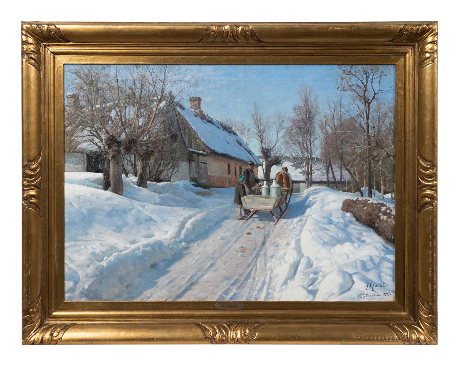 Winter landscape with a milkman in Høje Taastrup