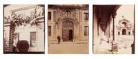 A group of three photographs ( Vigne, 1910 or earlier; Porte, avenue de Paris (Versailles) , 1922; Fontainebleau, cour ovale , 1903)