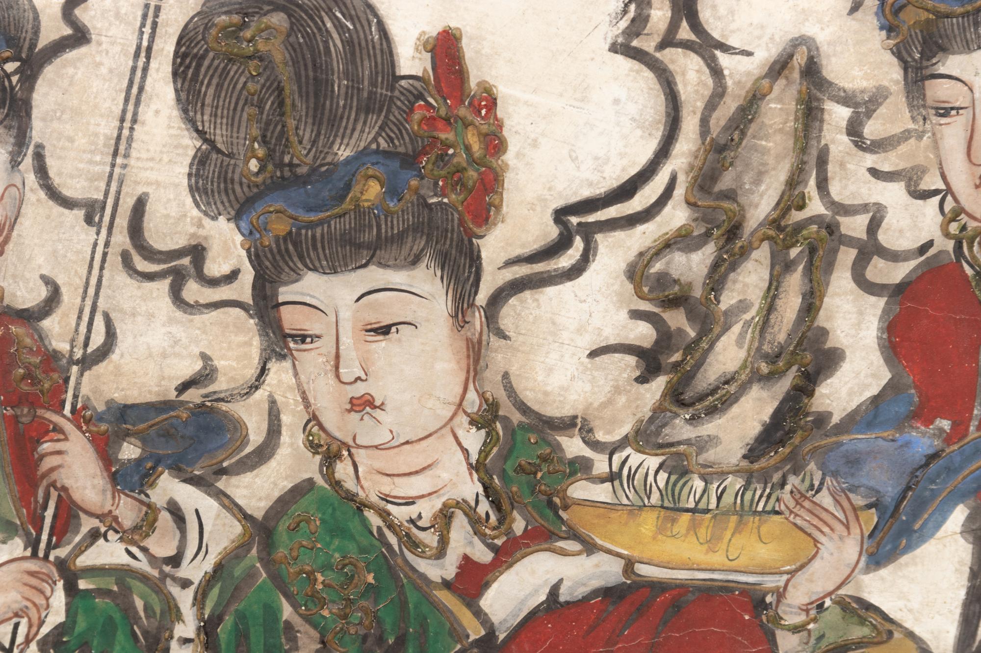 Two Chinese Polychrome Painted Wood Boards