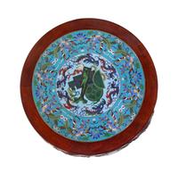 A Pair of Chinese Cloisonné Inset Hardwood Stools