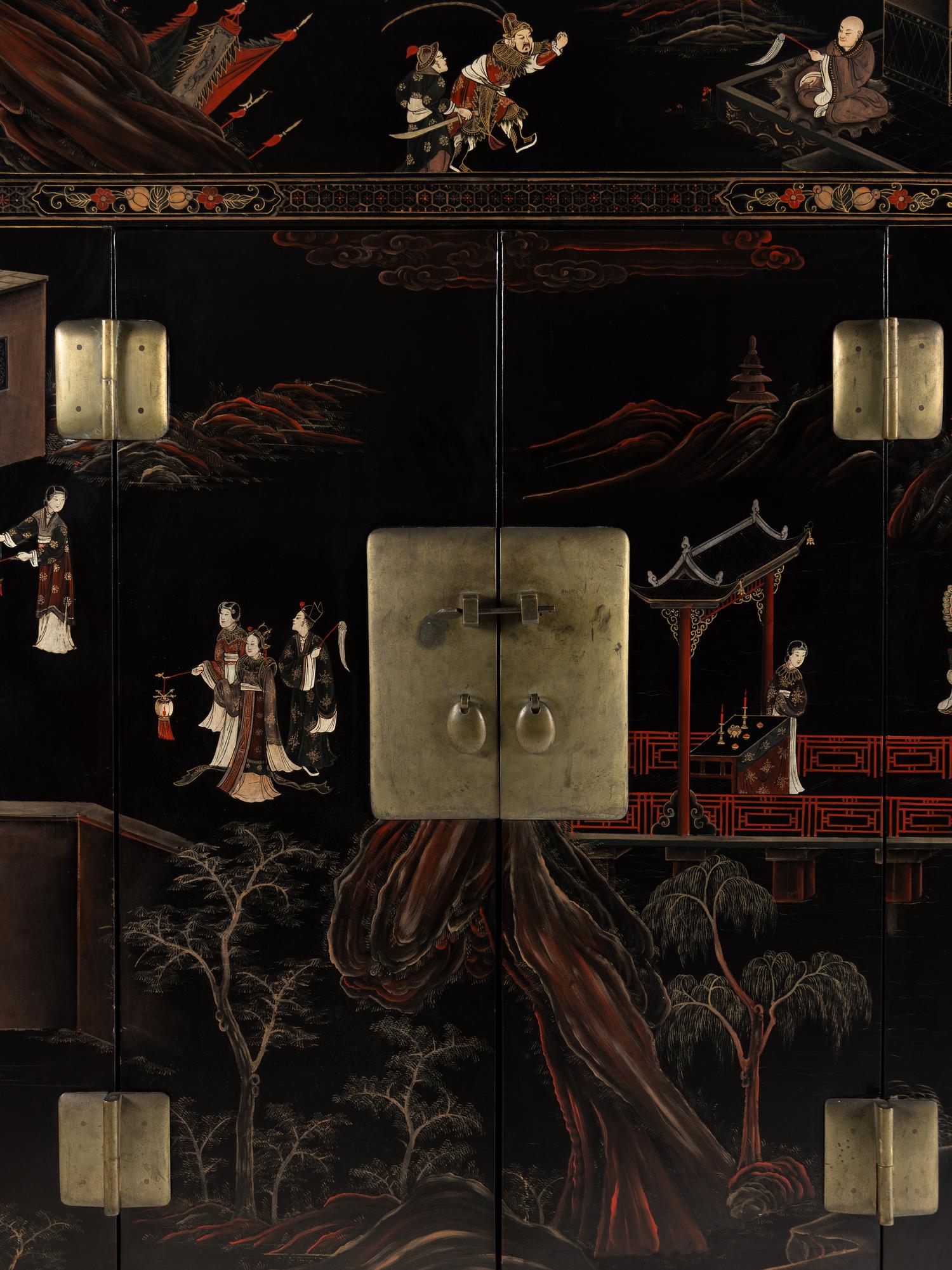 A Chinese Export Black Lacquer Cabinet