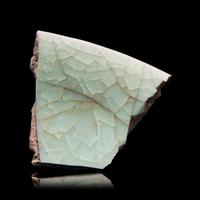 A Ru Ware and A Guan Ware Porcelain Fragment, Song Dynasty 宋 汝窯官窯瓷片各一