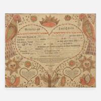Johann Jacob Friedrich Krebs (c. 1749-1815); A printed and hand-colored Fraktur birth record, dated "1801"