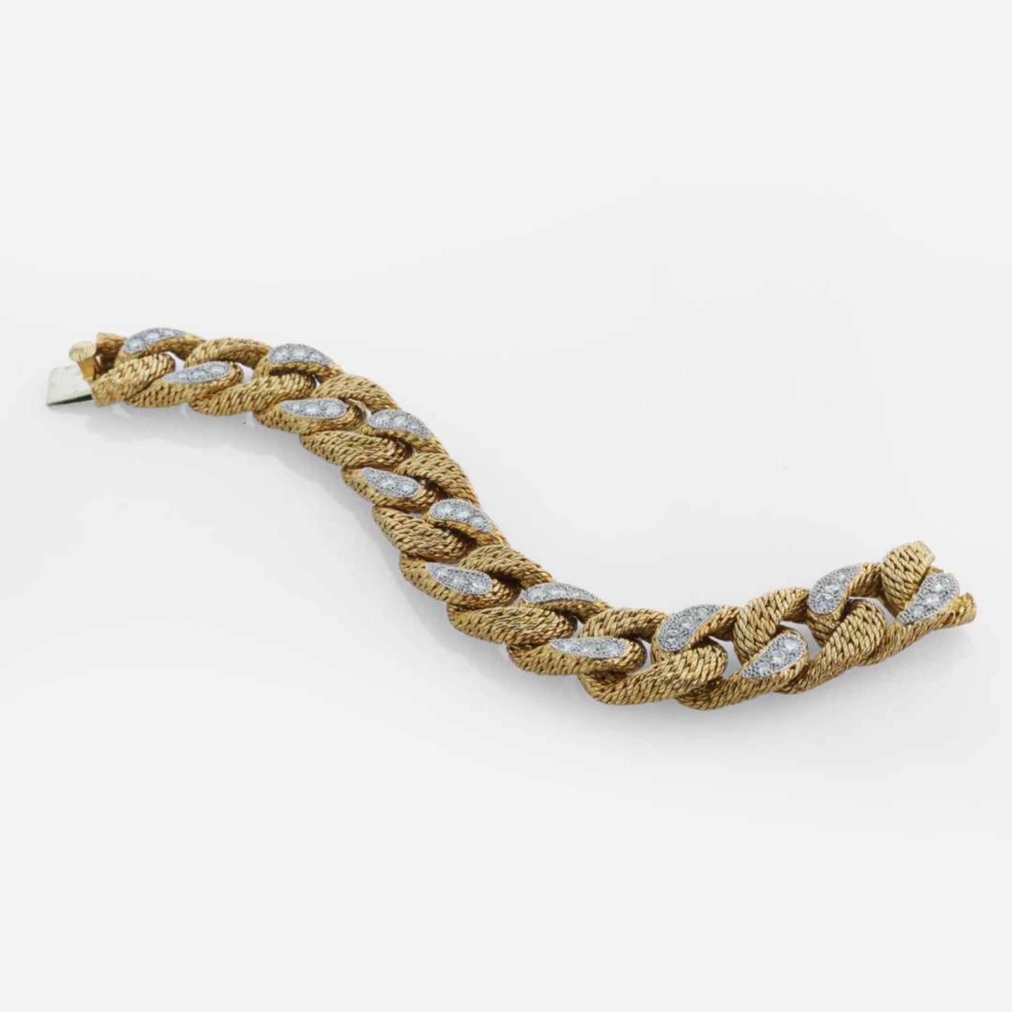 An 18K yellow gold and diamond curb link bracelet, Tiffany & Co. George L'Enfant, Paris