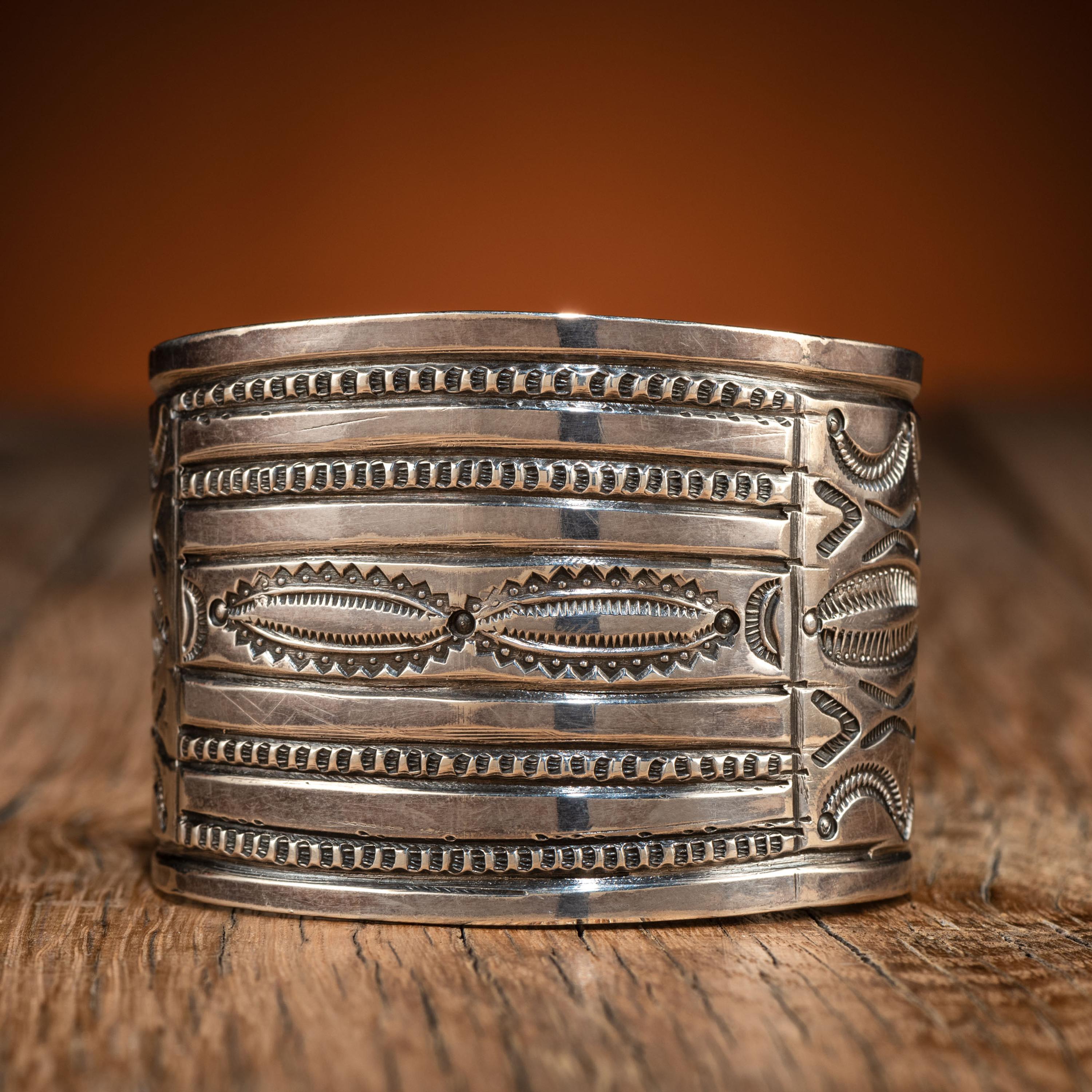 Navajo Stamped Silver Cuff Bracelet