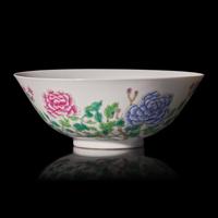A Chinese Famille Rose Porcelain 'Peony' Bowl, 19th Century — 晚清 粉彩牡丹圖碗