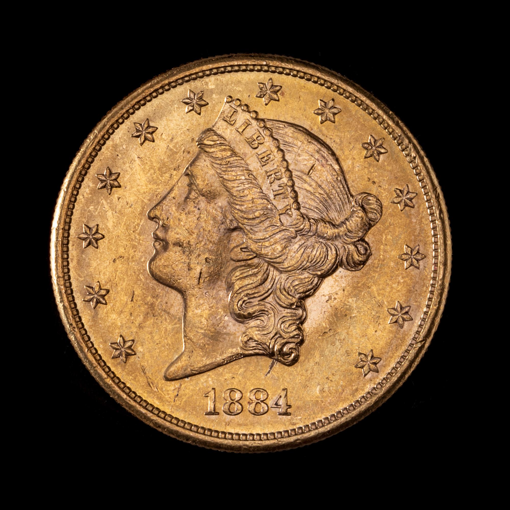 A United States 1884-S Liberty Head $20 Gold Coin