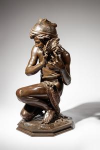 Jean-Baptiste Carpeaux (French, 1827-1875) | 19th Century | Le jeune pêcheur à la coquille | bronze | signed JB Carpeaux and with Propriété Carpeaux stamp | Height 35 1/2 x width 15 5/8 x depth 18 5/8 inches.
