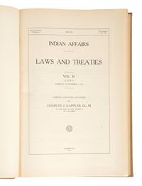 [NATIVE AMERICANS]. KAPPLER, Charles J. (1868-1946), compiler. Indian Affairs: Laws and Treaties. Washington: Government Printing Office, 1904-1929.
