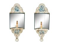 A Pair of Painted Tole and Mirror Wall Sconces