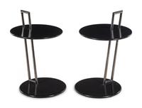 A Pair of Modernist Chromed Metal and Wood Tables