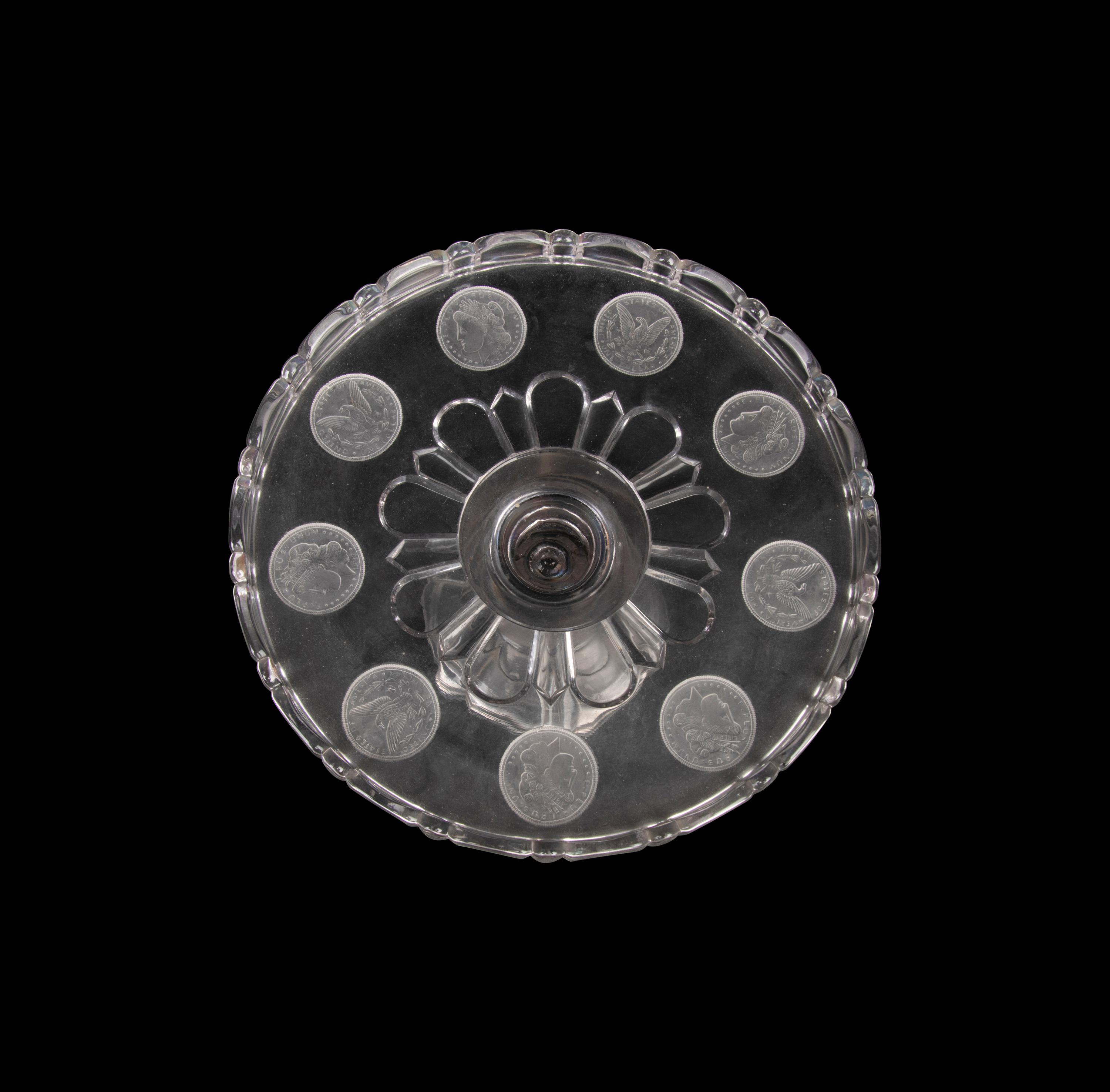 A Collection of United States Coin-Motif Decorated Glass Table Articles