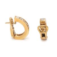YELLOW GOLD AND DIAMOND HALF-HOOP EARCLIPS