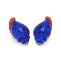 VHERNIER, ROCK CRYSTAL, LAPIS LAZULI, AND CORAL SHELL EARCLIPS