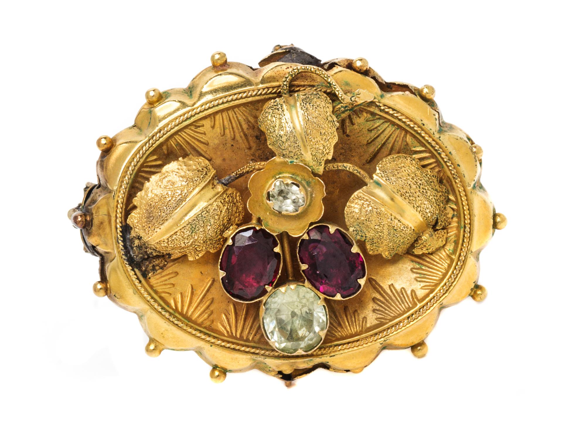 VICTORIAN, GARNET AND HARDSTONE PENDANT/BROOCH, CIRCA 1879,