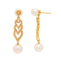 CULTURED PEARL AND DIAMOND EARRINGS