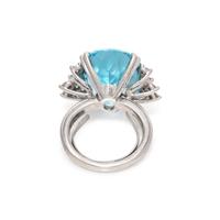 AQUAMARINE AND DIAMOND RING