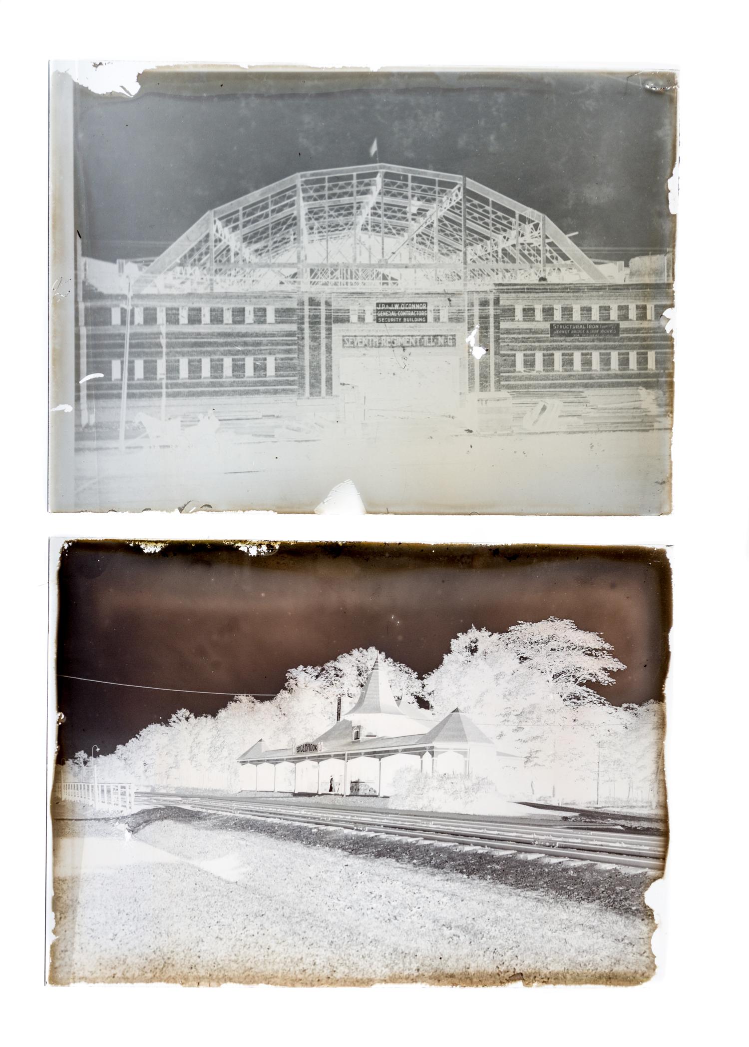(CHICAGO, PHOTOGRAPHY). A collection of glass plate negatives featuring different Chicago engineering projects. Chicago, c. 1890-1900.