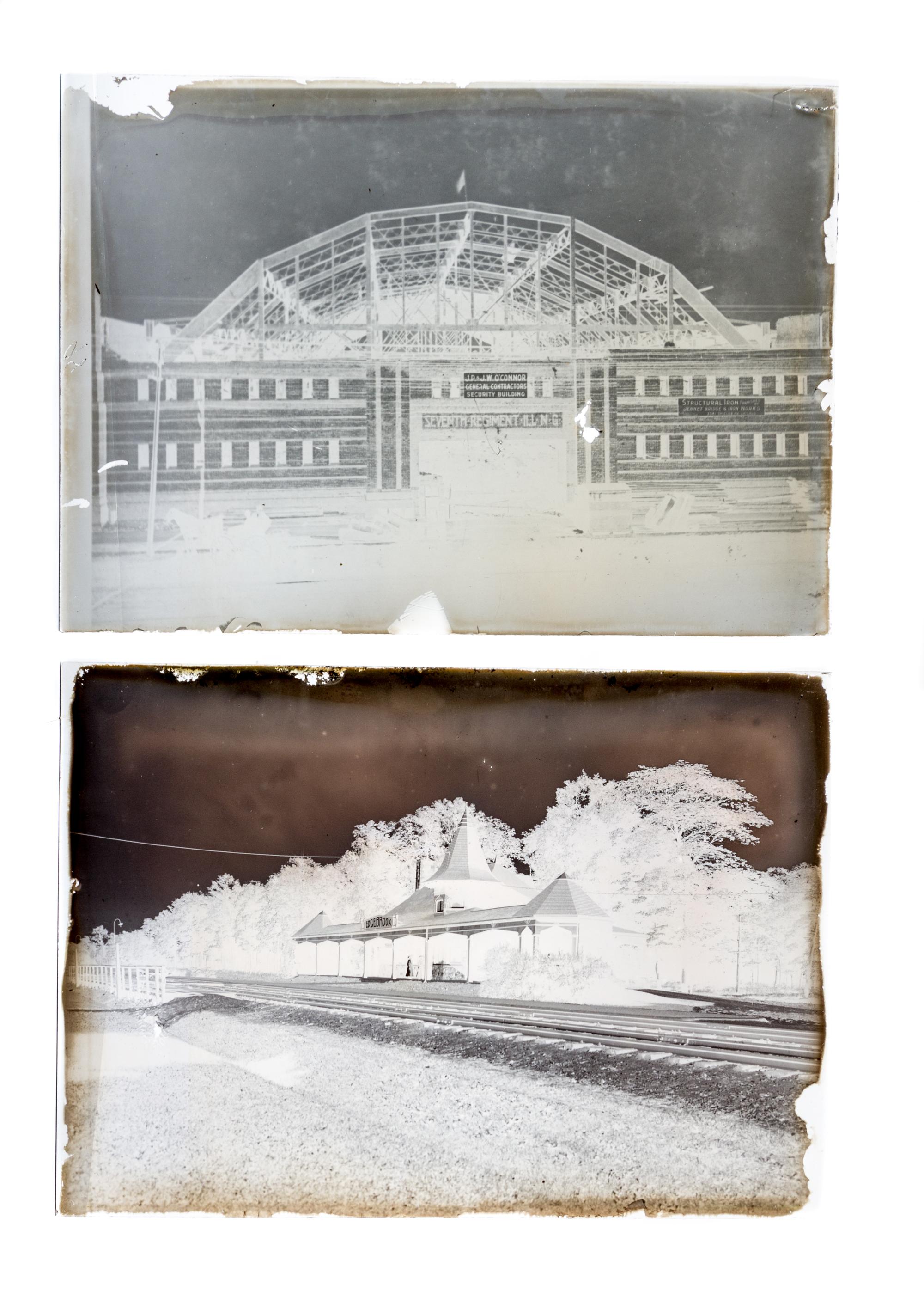 (CHICAGO, PHOTOGRAPHY). A collection of glass plate negatives featuring different Chicago engineering projects. Chicago, c. 1890-1900.