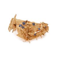 AURELIO TENO, BRUTALIST YELLOW GOLD AND SAPPHIRE BANGLE BRACELET