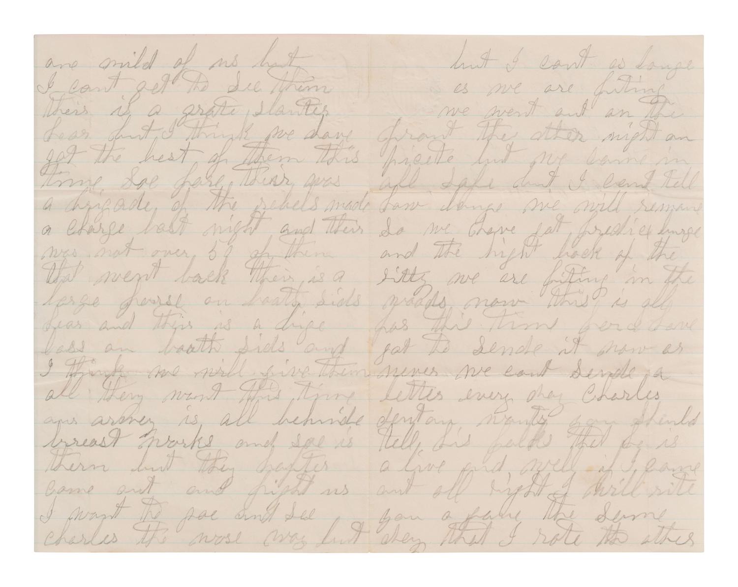 [CIVIL WAR]. Soldier's letter written from camp near the Chancellorsville Battlefield. 1863.