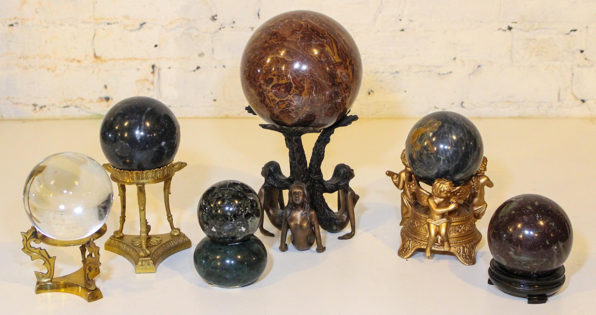 Six Various Stone Spheres Diameter of largest 6 inches.