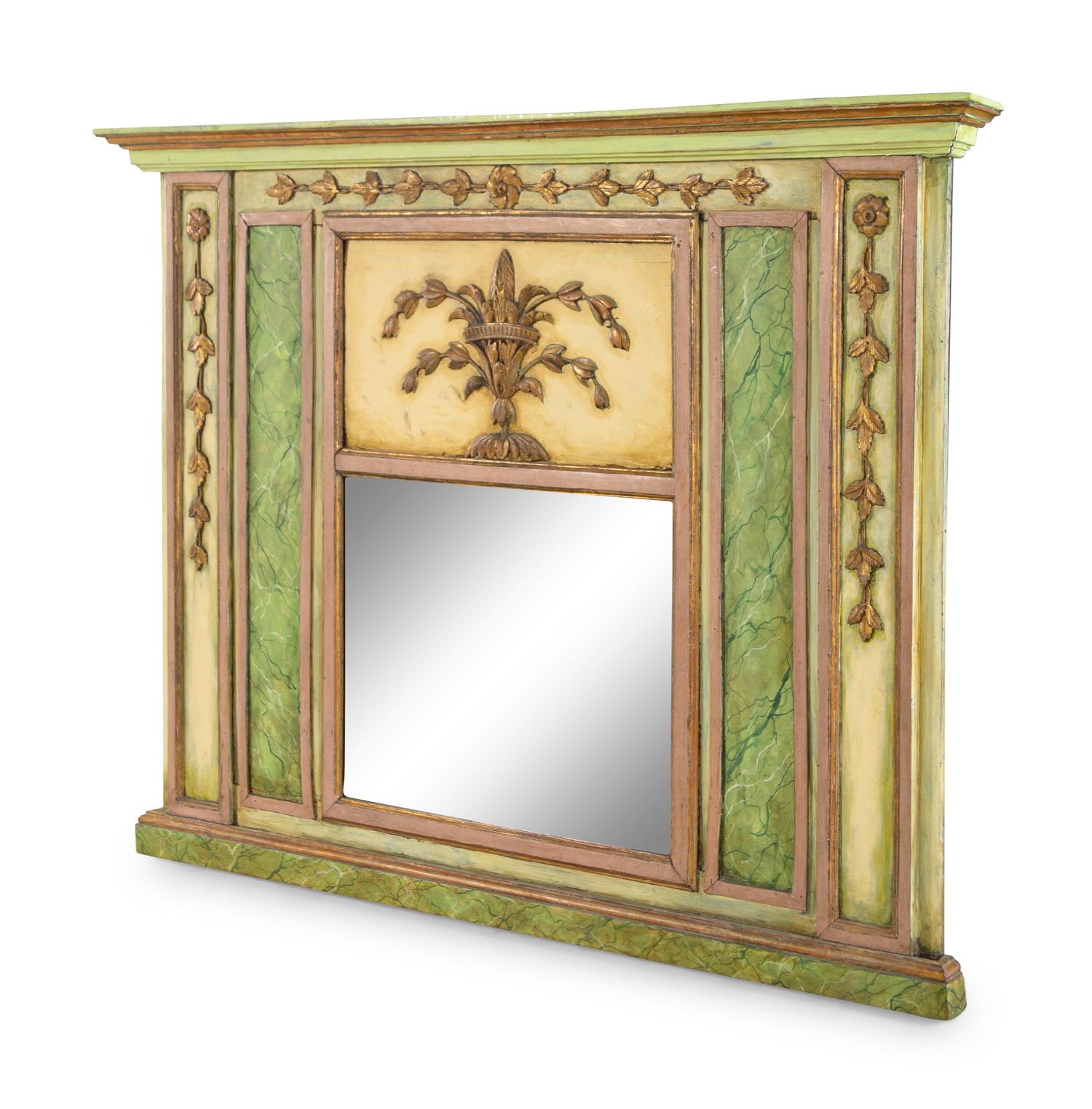 An Italian Painted and Parcel Gilt Overmantel Mirror