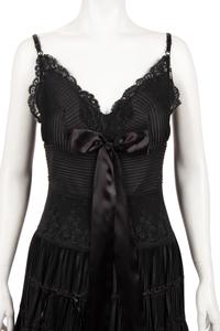 Elie Saab Strapless Evening Dress with Pintucks, Lace, and Ruffles, 2010s