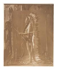 Native Americans MOORHOUSE, Lee (1850-1926), photographer. Standing profile studio portrait of a Native American male subject. Pendleton, OR: n.d.