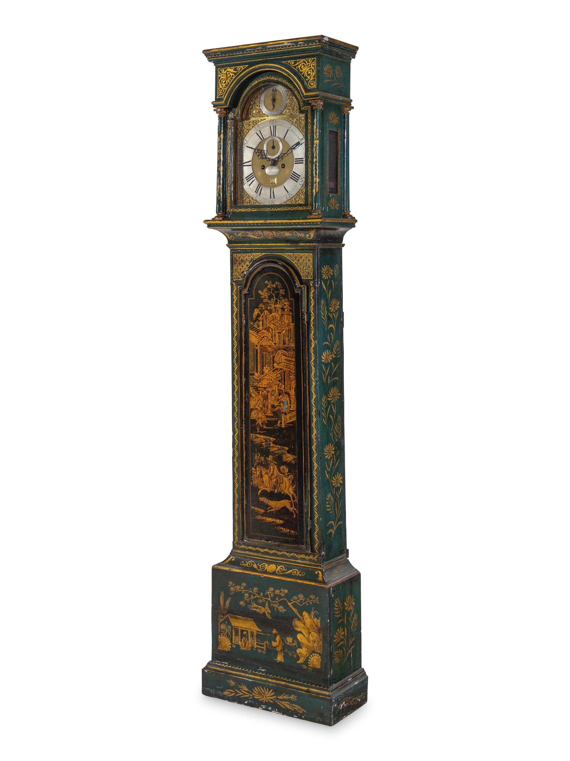 A George III Gilt and Lacquered Tall Case Clock