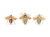 COLLECTION OF YELLOW GOLD AND GEMSTONE BEE JEWELRY