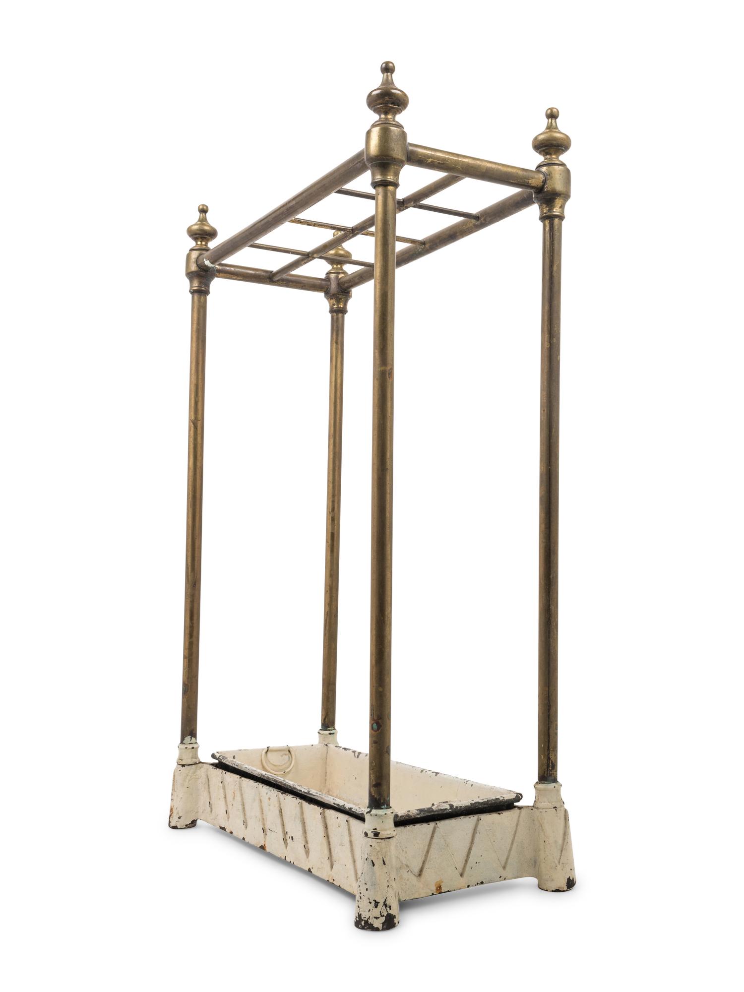 An English Brass and Painted Tôle Umbrella Stand