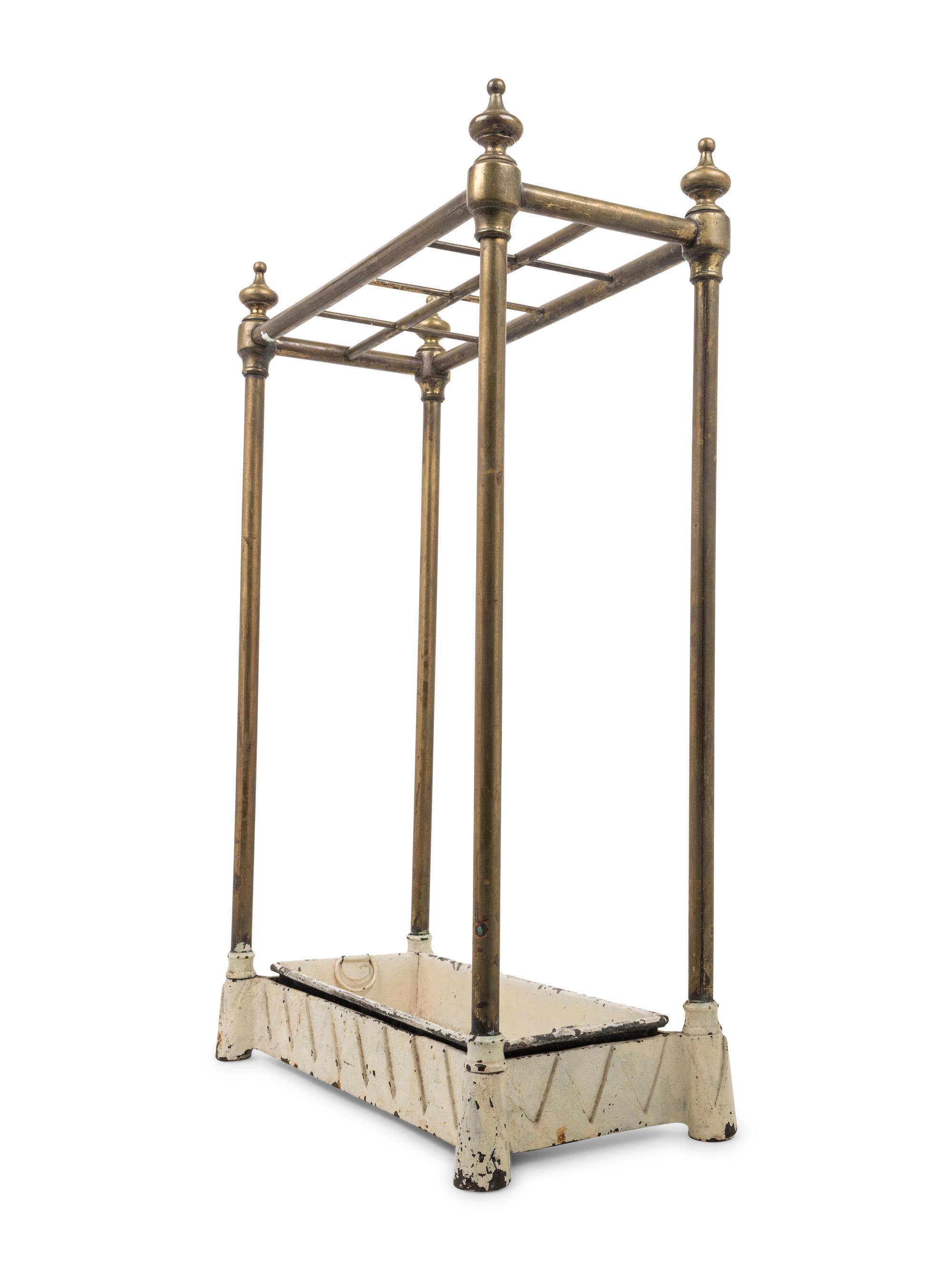 An English Brass and Painted Tôle Umbrella Stand