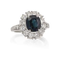 A Platinum, Sapphire and Diamond Ring, 6.50 dwts.