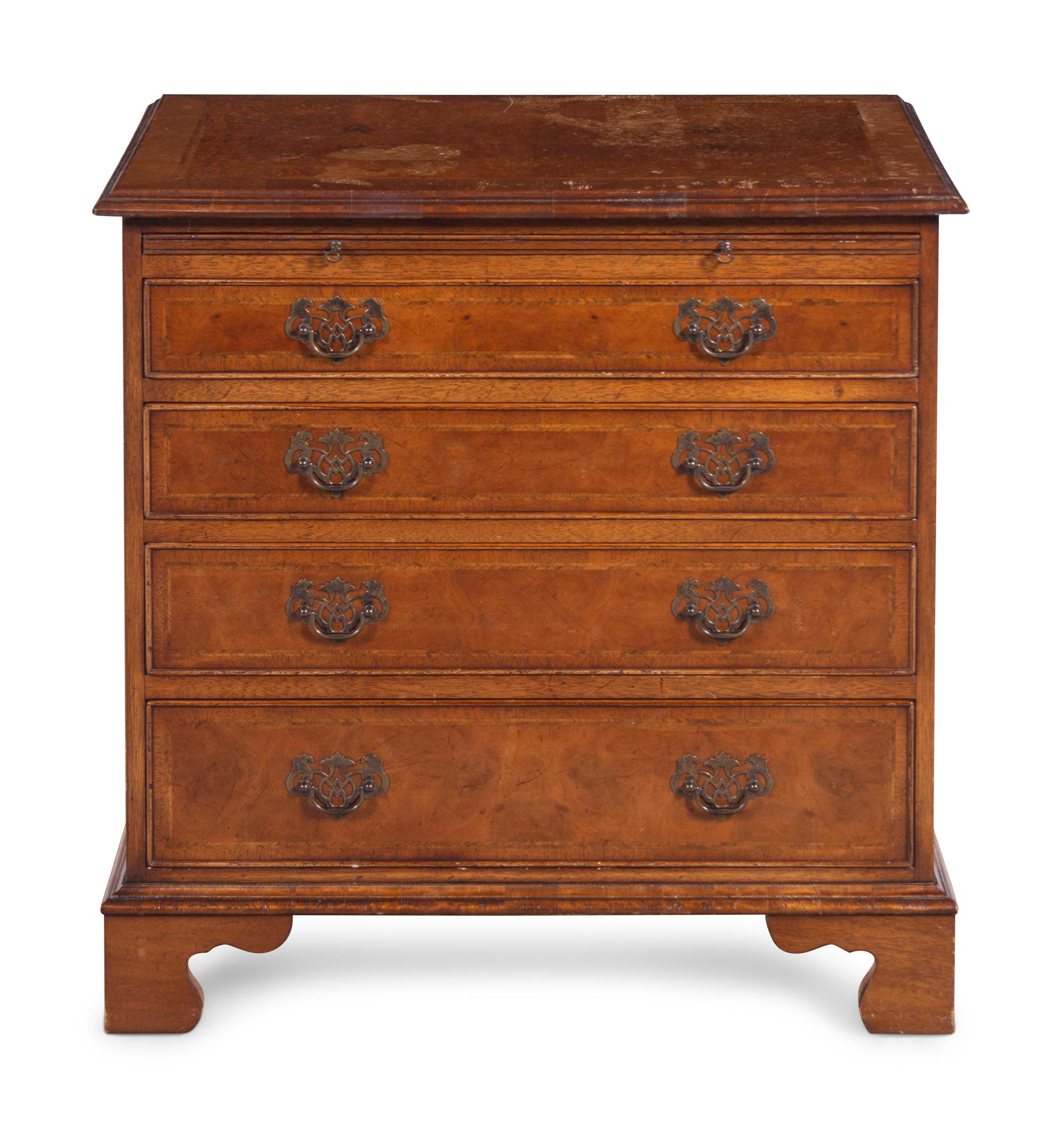 A George III Style Burlwood and Mahogany Bachelor's Chest