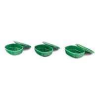 Three Green Glazed Covered Boxes