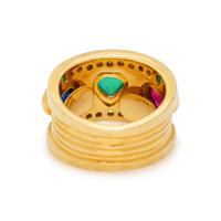 YELLOW GOLD, MULTIGEM AND DIAMOND RING