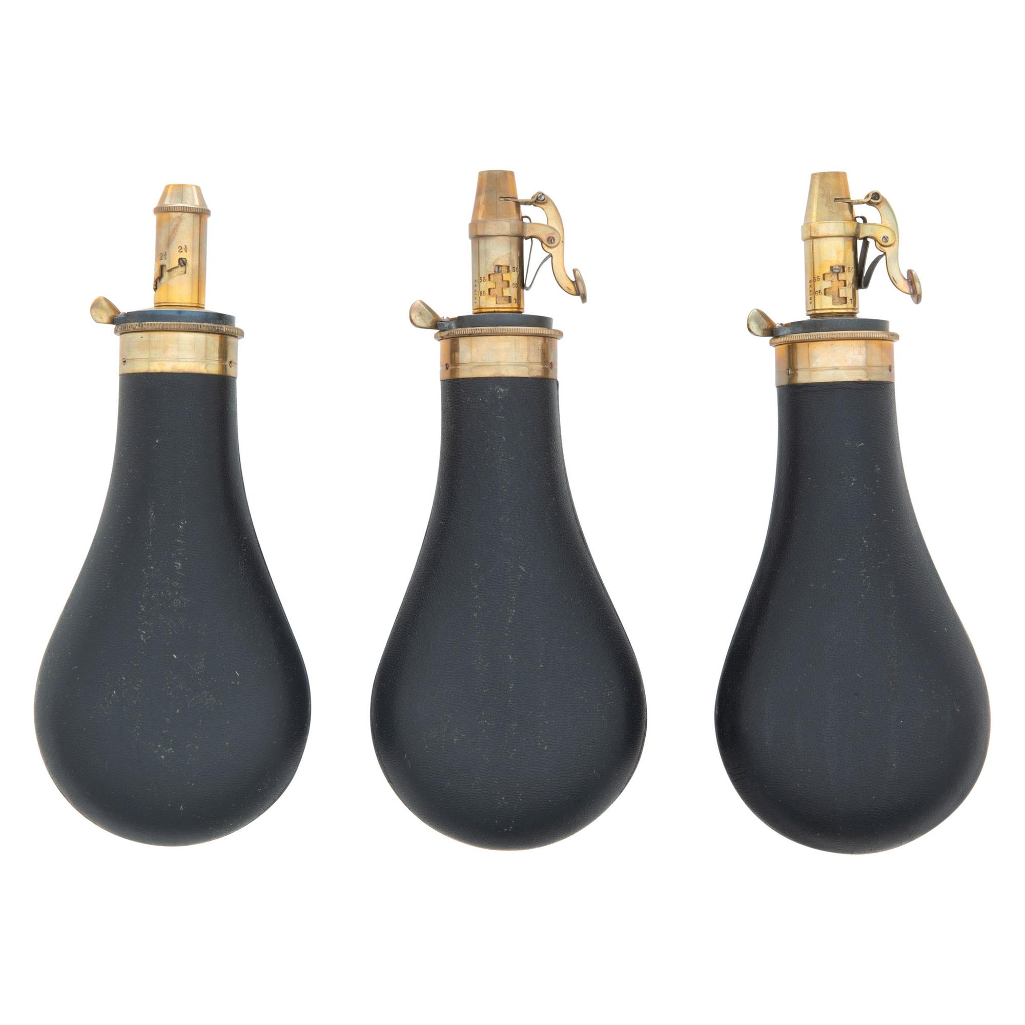 Lot of Three Parker Hale Flasks and Three Powder Horns