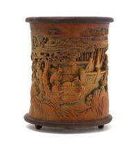 A Carved Bamboo Brush Pot, Bitong Height 6 5/8 inches.