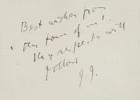 JOYCE, James (1882-1941). Autograph note signed ("J. J."), to an unnamed recipient. N.p., n.d. [ca 1907 or later?].
