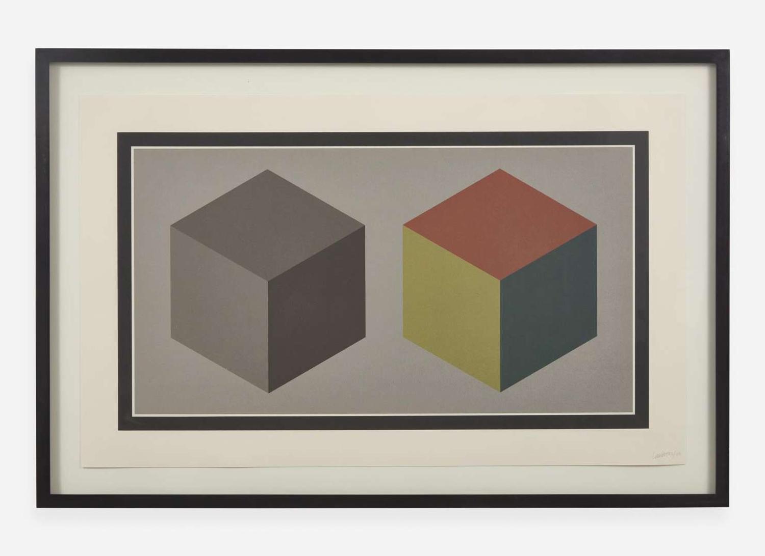 Sol LeWitt (American, 1928-2007), Double Cubes in Grays and Colors Superimposed