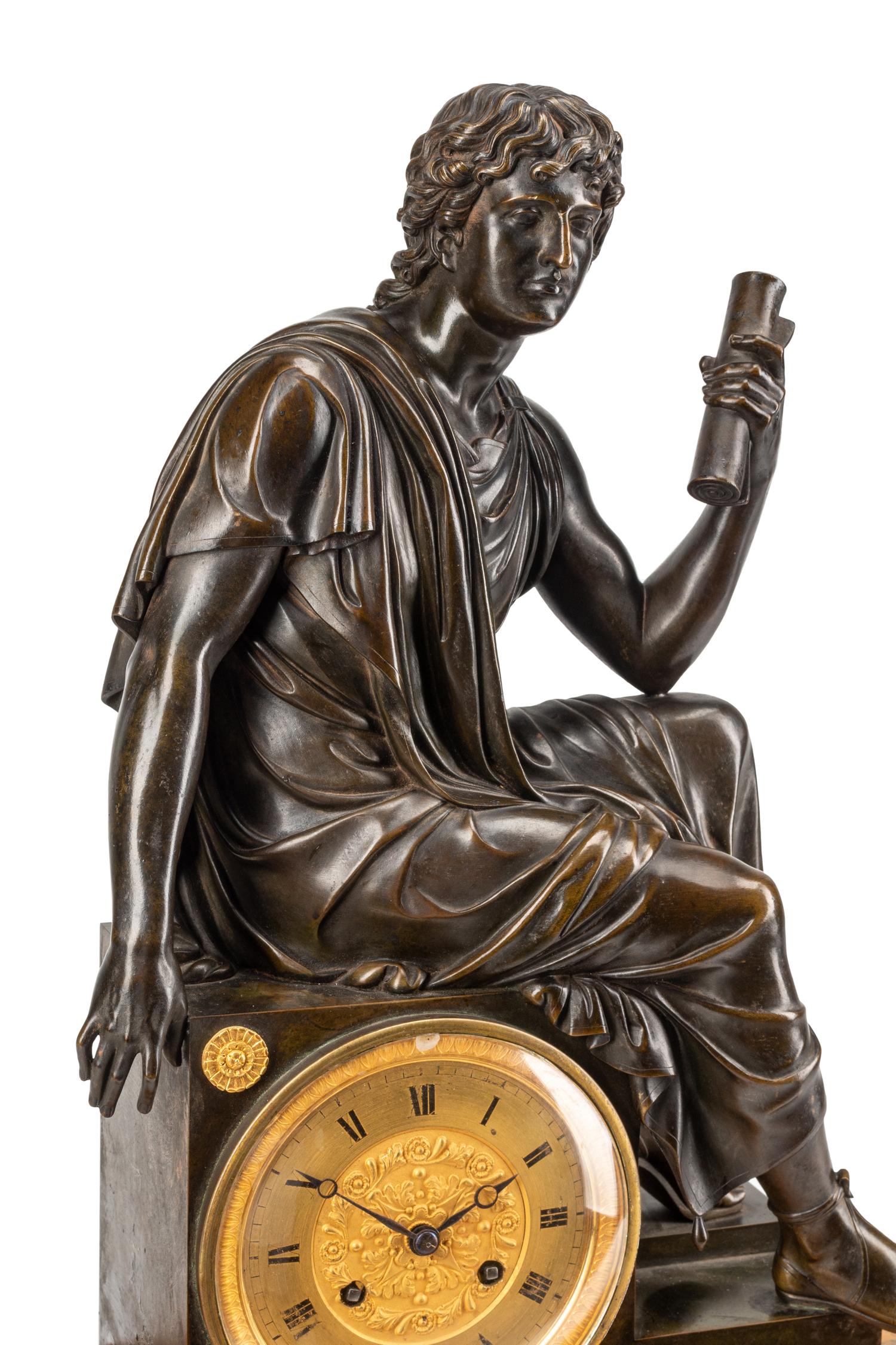 A Louis Philippe Bronze and Marble Figural Clock