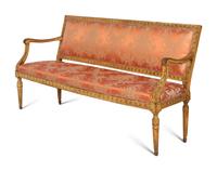 A Near Pair of Italian Neoclassical Cream-Painted Sofas