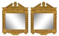 A Pair of Georgian Style Carved Giltwood Mirrors Height 66 x width 52 inches. — 2OTH CENTURY