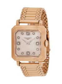 A 14 Karat Yellow Gold and Diamond Wristwatch, Longines, Circa 1940's,