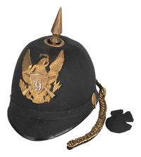 [INDIAN WARS]. U.S. Army Model 1881 spiked pith helmet. Manufactured by Shannon, Miller & Crane (active 1880-1892), New York.