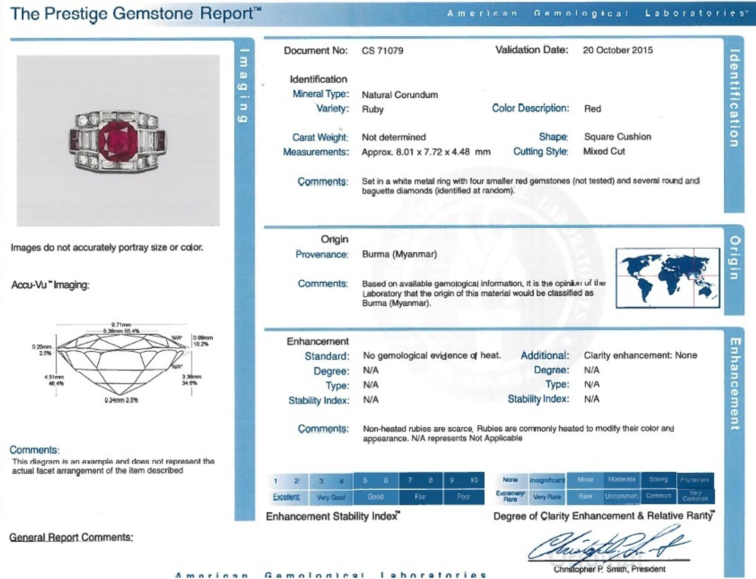 A Retro Palladium, Burmese Ruby and Diamond Ring, Tiffany & Co., 3.40 dwts.