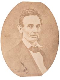 [LINCOLN, Abraham (1809-1865)]. FASSETT, Samuel, photographer. Salted paper print of Abraham Lincoln. [Chicago, IL]: ca 1859.