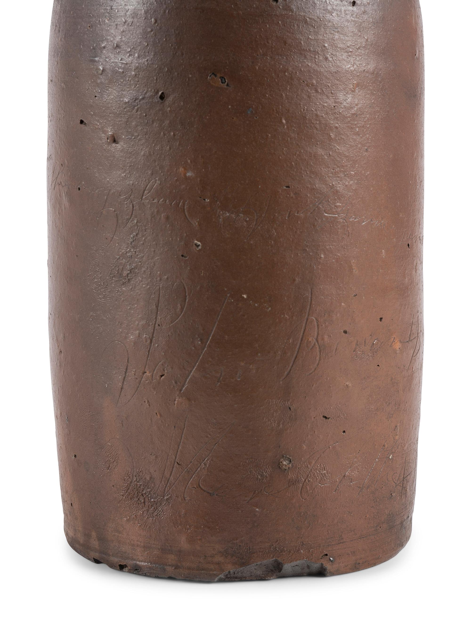 An Ohio Albany Glaze Scrafitto Incised Stoneware Jar