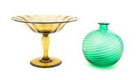 A Steuben Glass Vase and Compote Height of first 6 1/2 inches.